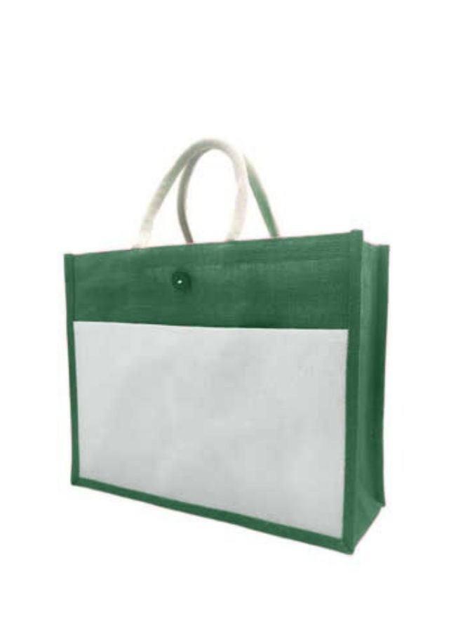Fatio Set of 10 Eco-Friendly Jute Canvas Bags – Cream and Green, Durable & Versatile - Image 1